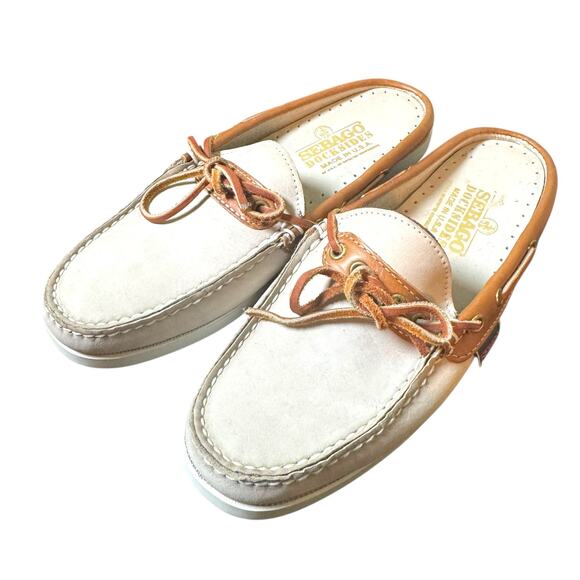 Sebago Docksides Size 7.5 Tan and Brown Slip On Mule Boat Deck Shoes - Picture 1 of 5